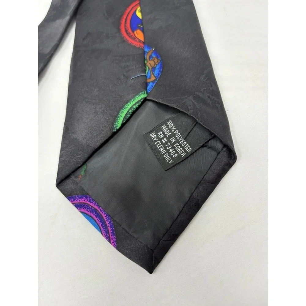 Vintage 1993 Cartoons Looney Tunes Mania Tie Black Multicolor Bugs Bunny Tweety